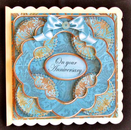 Teal Gold Flower Your Anniversary 3D Rosette 8in Card Kit by Suzi Cooper