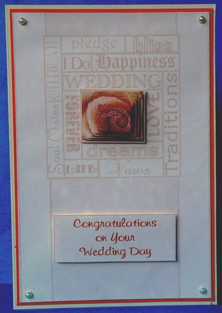 Peach Rose Wedding Card Front with Pyramid by Suzi Cooper