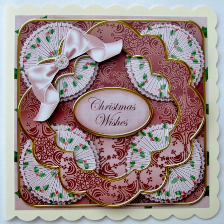 Dusky Pink Holly Christmas Wishes 3D Rosette 8in Kit by Suzi Cooper