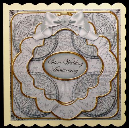 Silver Wedding Anniversary 3D Rosette 8in Card Front Kit by Suzi Cooper