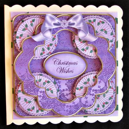 Lilac Holly Christmas Wishes 3D Rosette 8in Card Front Kit by Suzi Cooper