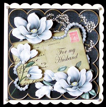 Black Magnolia Sil for My Husband 8in Xtreme Decoupage Kit by Suzi Cooper