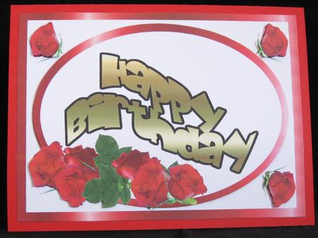 Happy Birthday Gold with Red Roses by Suzi Cooper