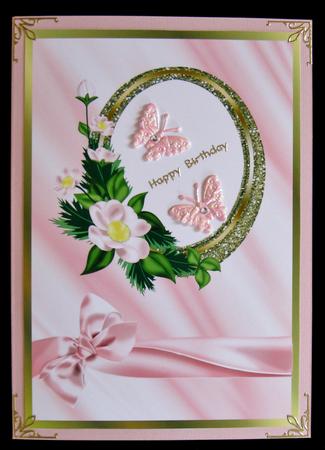 Satin Card Fronts with Gold Oval Frame & Flowers by Suzi Cooper
