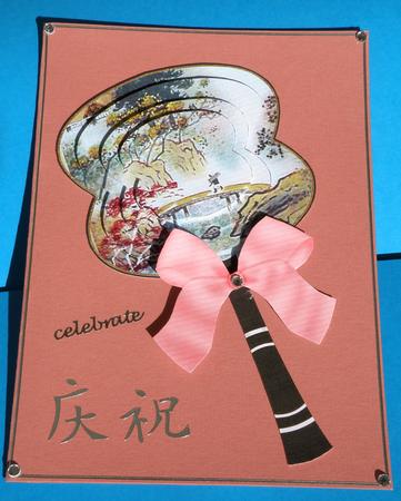 Bridge Scene Oriental Hand Fan 3D Topper by Suzi Cooper