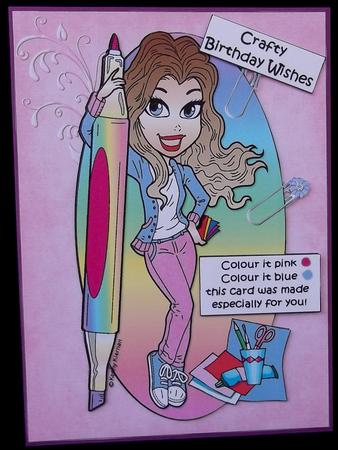 Colour Me Janette Craft Girl Quick Card by Suzi Cooper
