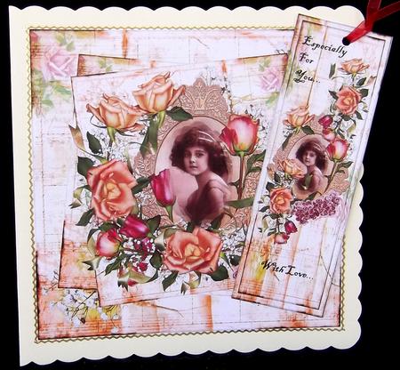 Vintage Topper Girl and Roses & Bookmark by Suzi Cooper