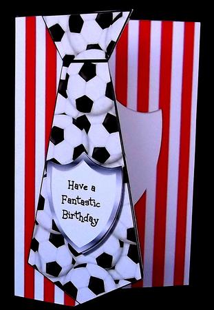 Football Tie Red & White Stripes 1 by Suzi Cooper