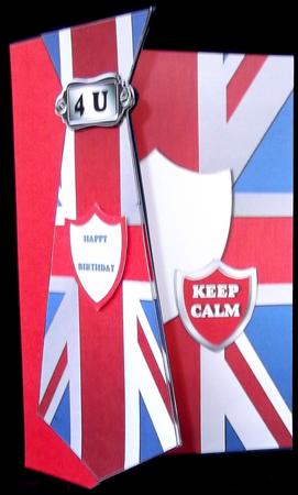 True Brit Tie-shaped Card Front by Suzi Cooper