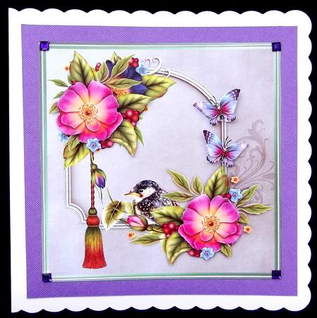 Wild Roses,butterflies and Robin Baby by Suzi Cooper
