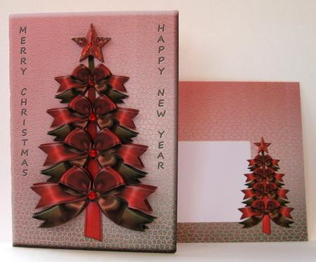 Ribbon Bow Christmas Tree - Red Green Mix by Suzi Cooper