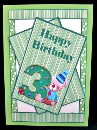 Happy 3rd Birthday Bear Card Front by Suzi Cooper