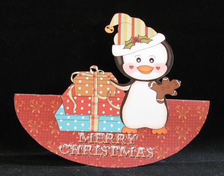 Christmas Penguin with Gingerbread Man Wobble Card by Suzi Cooper