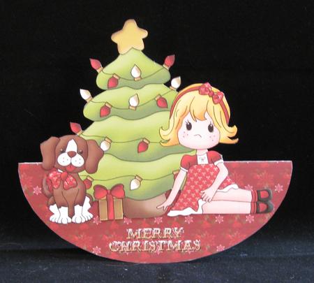 Girl with Dog and Christmas Tree Wobble Card by Suzi Cooper