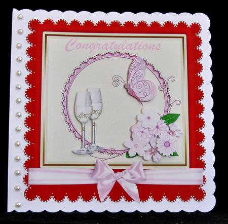 Beautiful 8x8 Card Front in Red and Pink by Suzi Cooper