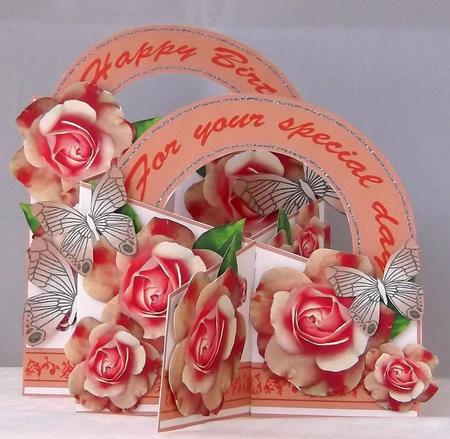Peach Roses and Butterflies Cascade Deluxe by Suzi Cooper