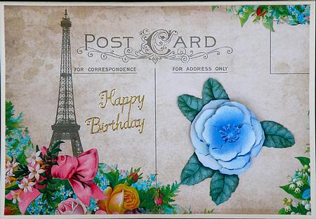 Vintage Floral Postcard Background Paper by Suzi Cooper