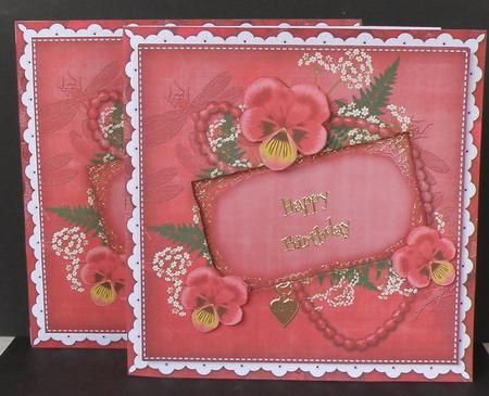 Red Pansy Ornate 8in 3D Card Frame Kit by Suzi Cooper