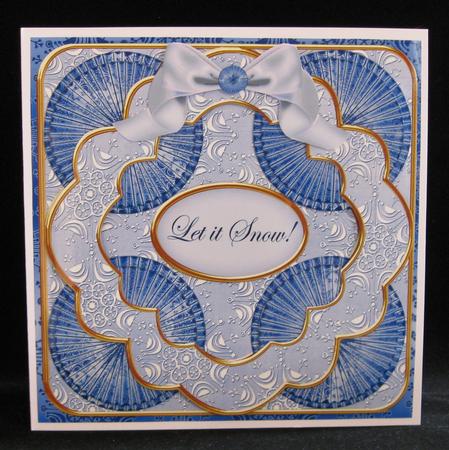 Blue Snowflake1 Let It Snow 3D Rosette 8in Card Front Kit by Suzi Cooper