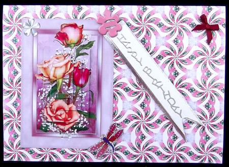 Pink and Green Swirl of Flowers by Suzi Cooper