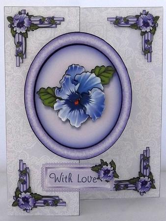 Pansies & Lace Foldback Card - Sheet 2 Toppers/decoupage by Suzi Cooper