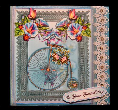 Ladies Penny Farthing Bicycle Card Front by Suzi Cooper