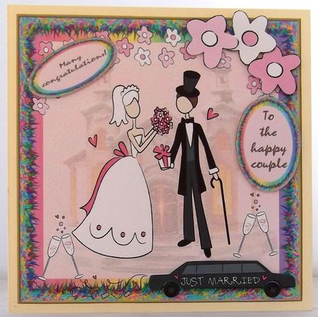 Just Married Couple with Limousine by Suzi Cooper