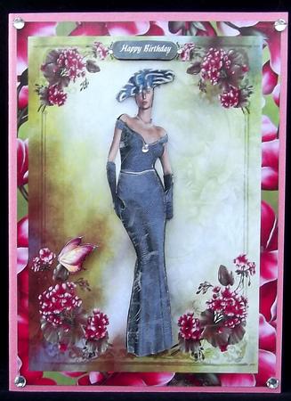 Pink Geraniums with Elegant Lady by Suzi Cooper