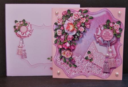 Summer Pink Roses Bouquet 5in x 5in Decoupage Kit by Suzi Cooper