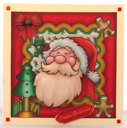 Jolly Santa Card Front with Step by Step by Suzi Cooper