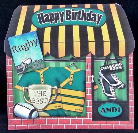 The Little Rugby Shop Shaped Card N Decoupage by Suzi Cooper