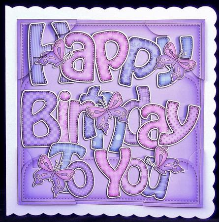8 x 8 Happy Birthday Butterflies Scalloped Corner Topper by Suzi Cooper
