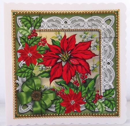 Red Green Poinsettia 8in Picture Topper by Suzi Cooper