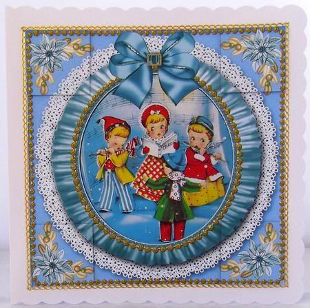 Carol Singers Blue Ruffle 8in Picture Sheet Topper by Suzi Cooper