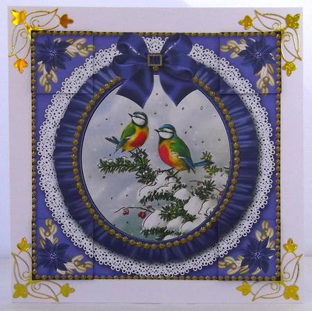 Blue Tits Ruffle 8in Picture Sheet Topper by Suzi Cooper