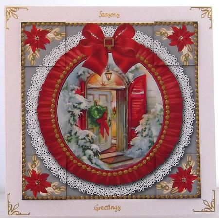 Christmas Door Ruffle 8in Picture Sheet Topper by Suzi Cooper