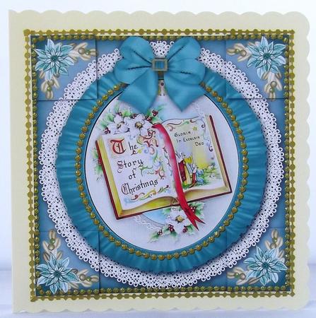 Glory Book Blue Ruffle 8in Picture Sheet Topper by Suzi Cooper