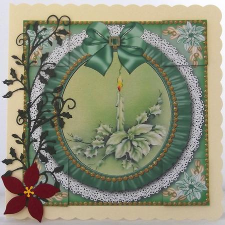 Single Green Candle Ruffle 8in Picture Sheet Topper by Suzi Cooper