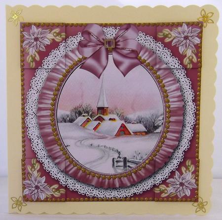 Pink Church Ruffle 8in Picture Sheet Topper by Suzi Cooper