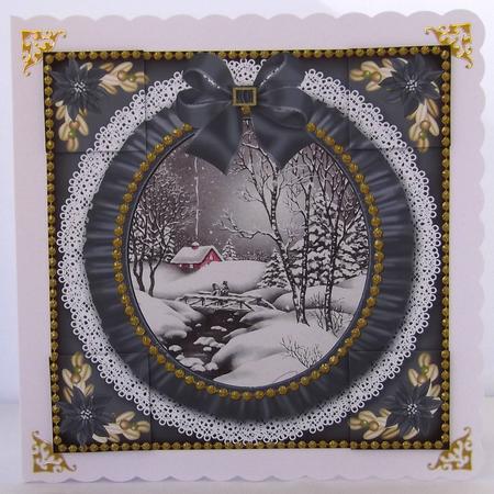 Winter Walk Grey Ruffle 8in Picture Sheet Topper by Suzi Cooper