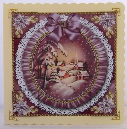 Snowy Village Ruffle 8in Picture Sheet Topper by Suzi Cooper