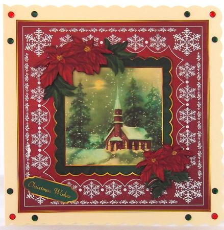 Christmas Church with Poinsettia by Suzi Cooper