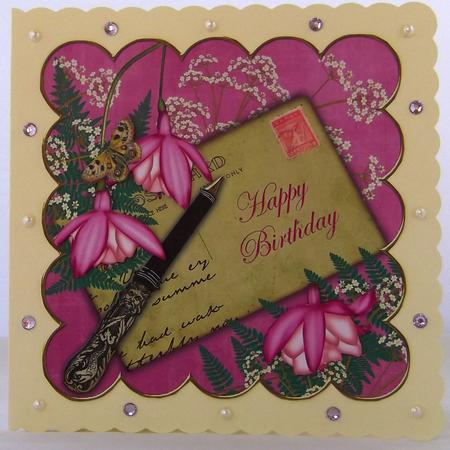 Cerise Fushcia Happy Birthday 8in Scallop Step by Step by Suzi Cooper