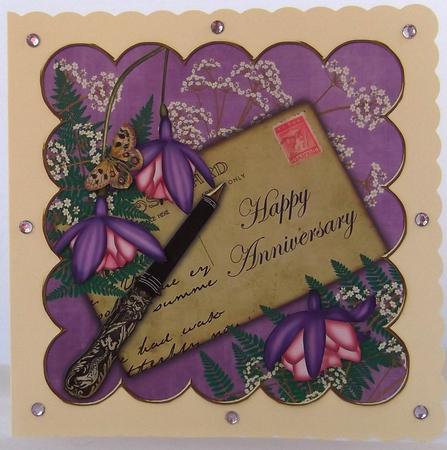 Lilac P L Fushcia Happy Anniversary 8in Scallop Step by Step by Suzi Cooper