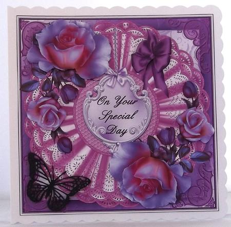 Beautiful Glowing Roses on Pinks and Lilacs by Suzi Cooper
