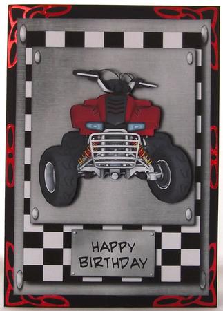 Quad Bike Red Plus Decoupage by Suzi Cooper