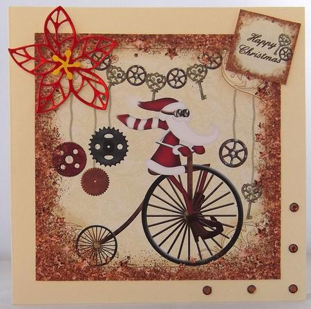 Steampunk Santa Christmas Card Topper by Suzi Cooper