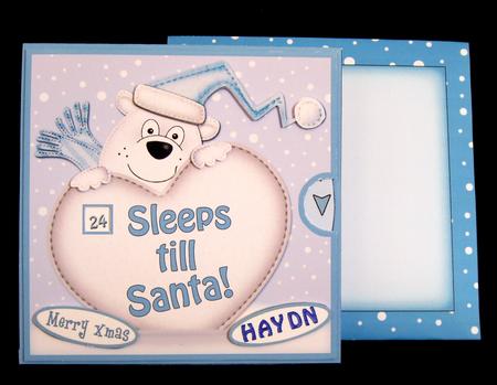 3D Xmas Polar Bear Sleeps Till Santa Countdown Moveable Card by Suzi Cooper