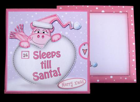 3D Xmas Hippo Sleeps Till Santa Countdown Moveable Card by Suzi Cooper