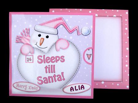 3D Xmas Snowman Sleeps Till Santa Countdown Moveable Card by Suzi Cooper